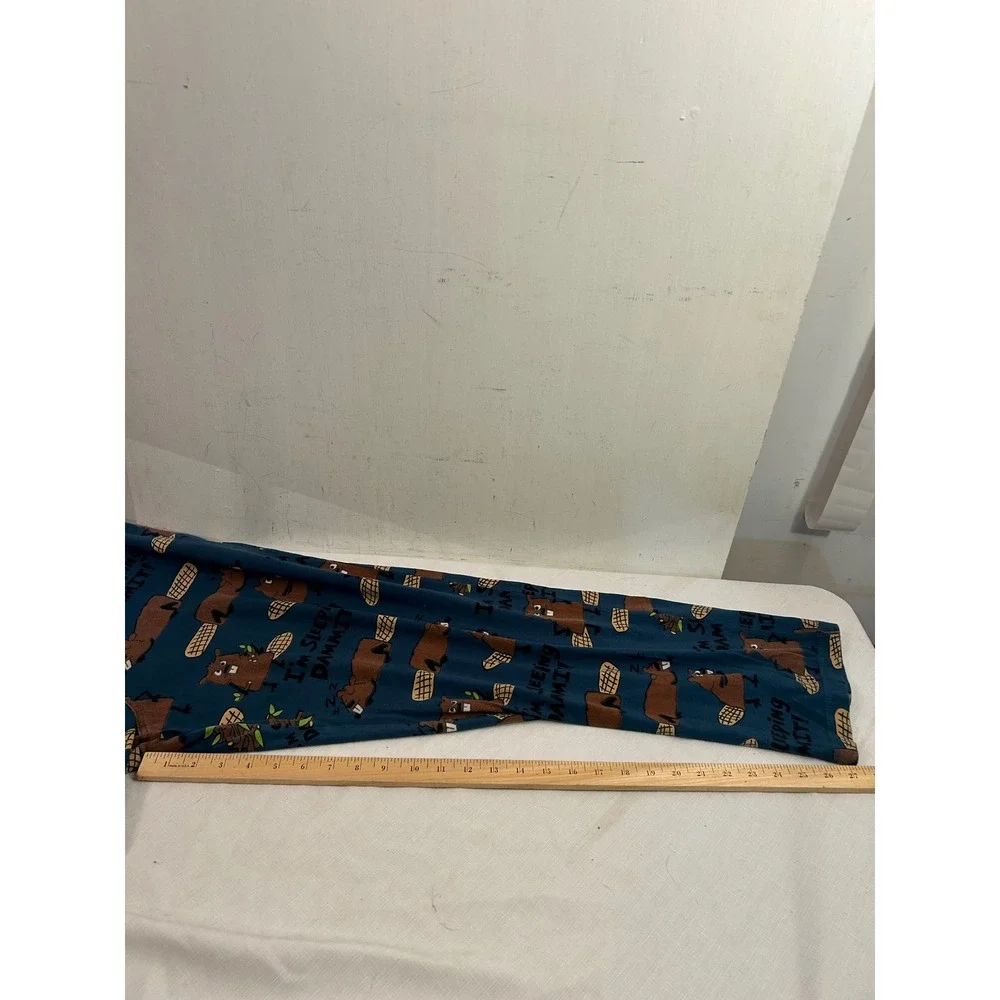 Lazy One Pajama Pants Large Blue Beaver I'm Sleeping Dammit Mens